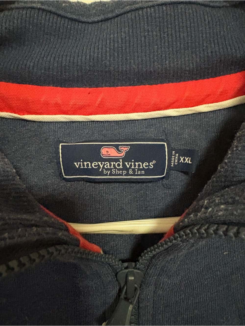 🐳🇺🇸Vineyard Vines Navy Quarter-Zip Pullover with Flag Whale Accents 🇺🇸🐳 - Picture 6 of 8